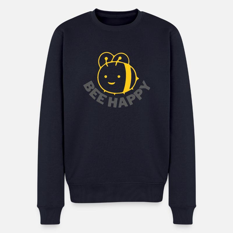 Bee happy - Männer Premium Bio Pullover - Navy
