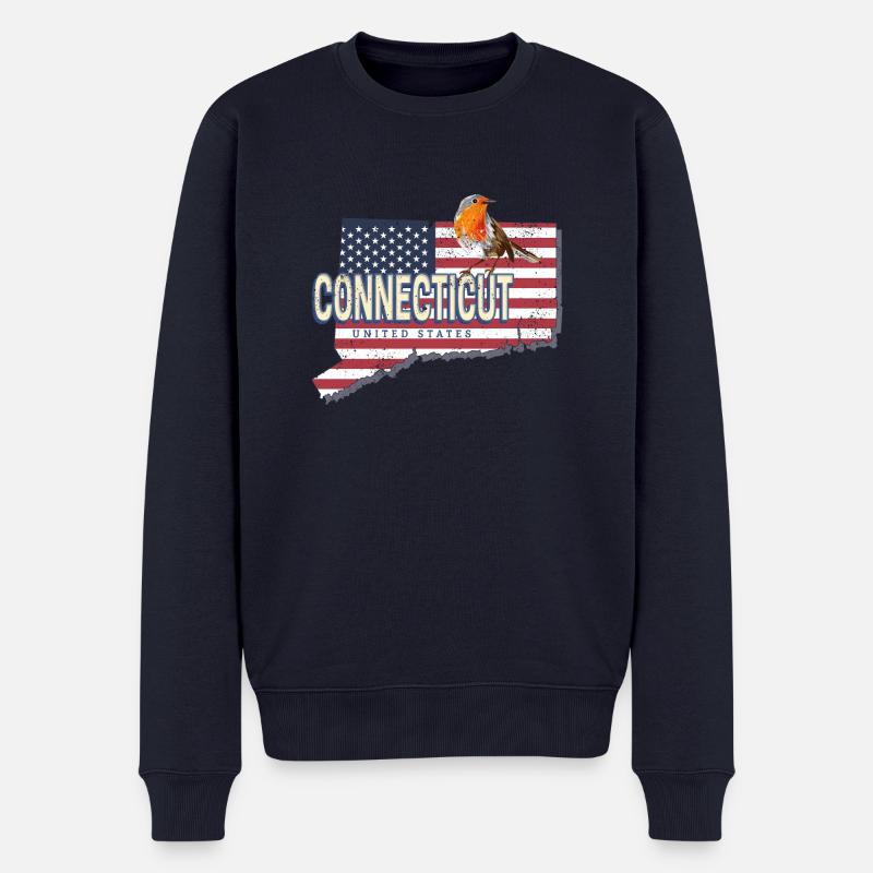 Connecticut États-Unis Carte rétro - Pull Premium bio Homme - bleu marine
