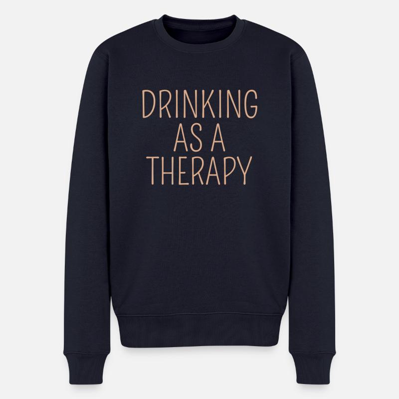 drinking as a therapy - Männer Premium Bio Pullover - Navy
