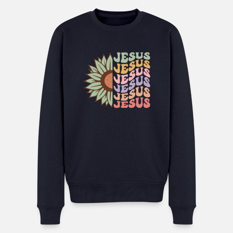 Jesus - Männer Premium Bio Pullover - Navy