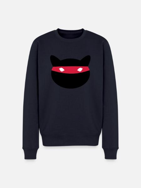 Ninja Katze - Männer Premium Bio Pullover - Navy
