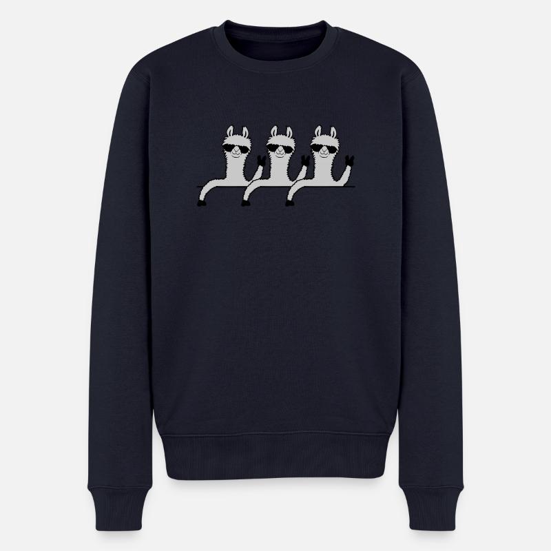 Team Comic Lamas - Männer Premium Bio Pullover - Navy