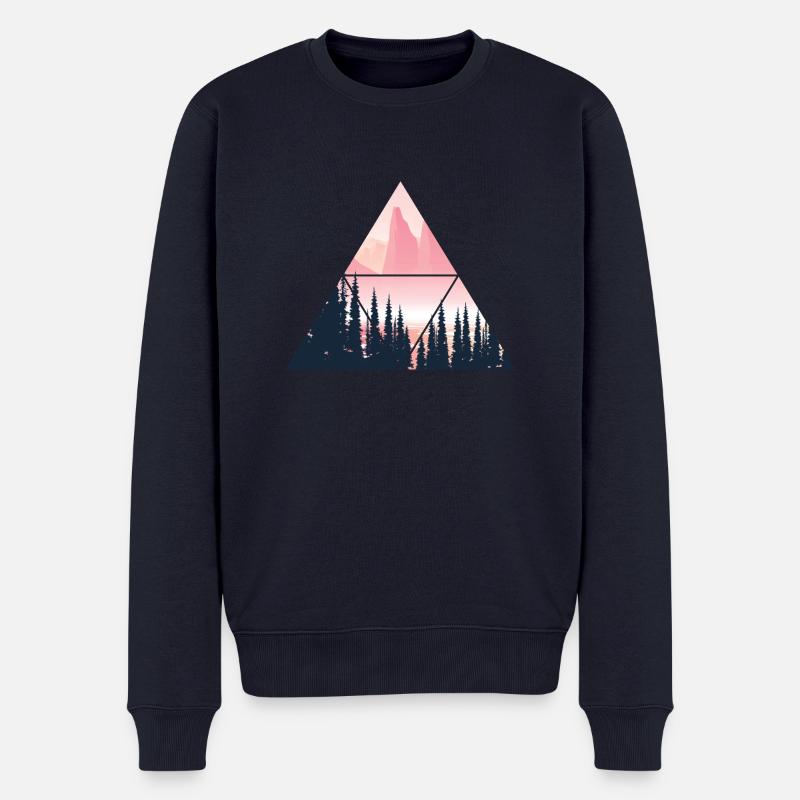 Wald Baum Geschenk Natur Outdoor Geometrie - Männer Premium Bio Pullover - Navy