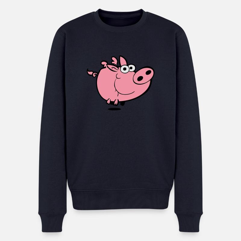 flying pig - Männer Premium Bio Pullover - Navy
