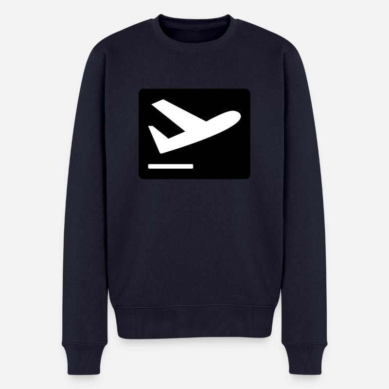 Flugzeug beim Starten - Männer Premium Bio Pullover - Navy