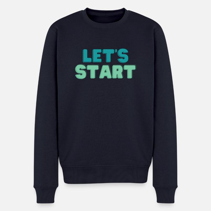 Let's start - Männer Premium Bio Pullover - Navy