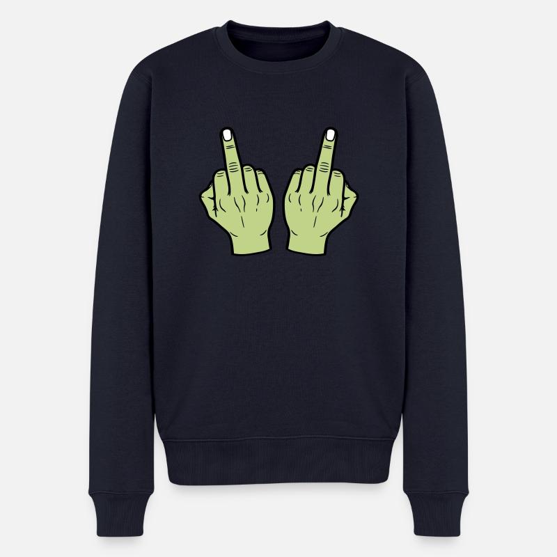 Mittelfinger Hand - Männer Premium Bio Pullover - Navy