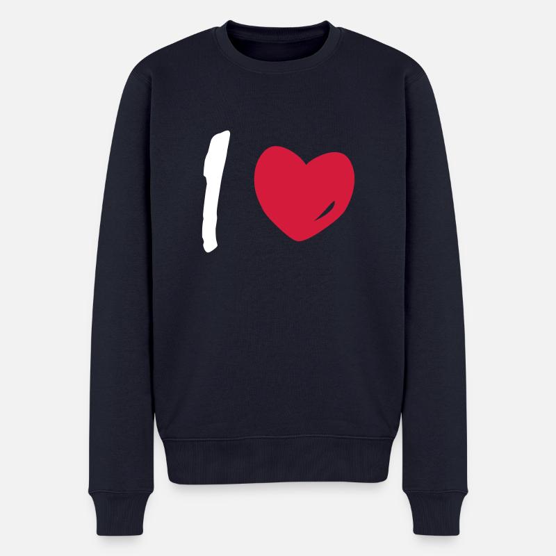 I love - Männer Premium Bio Pullover - Navy
