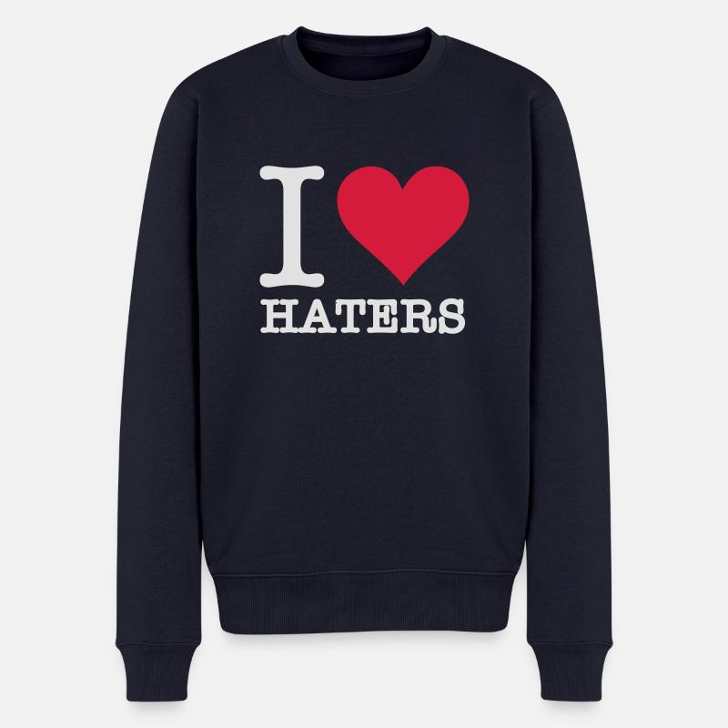 Ich liebe Hasser - Männer Premium Bio Pullover - Navy