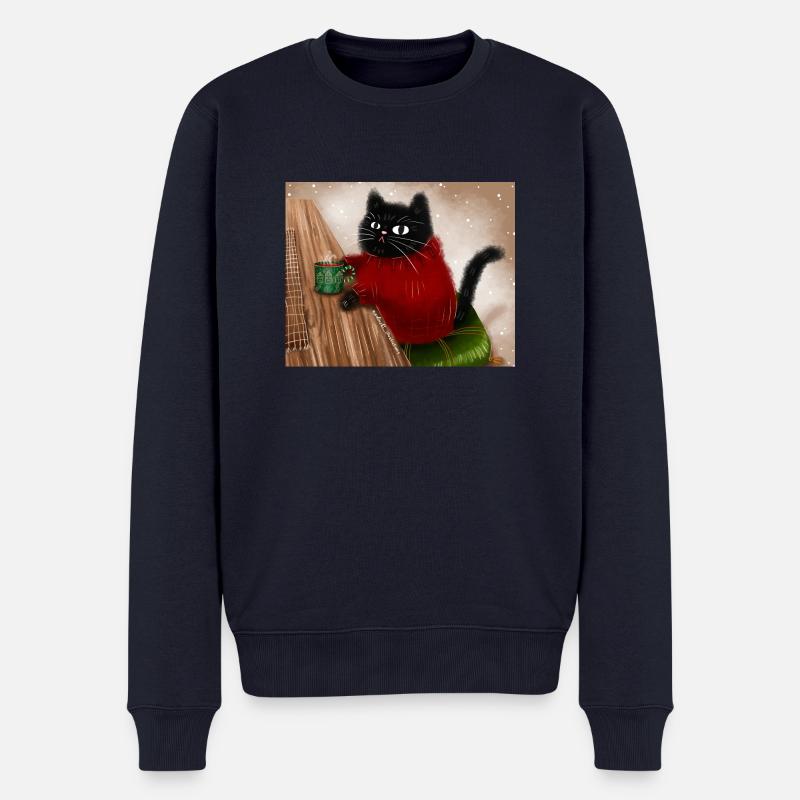Katze im Pullover - Männer Premium Bio Pullover - Navy