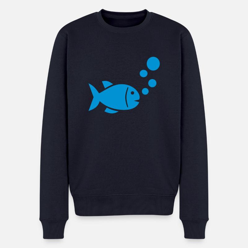 Fisch - Männer Premium Bio Pullover - Navy