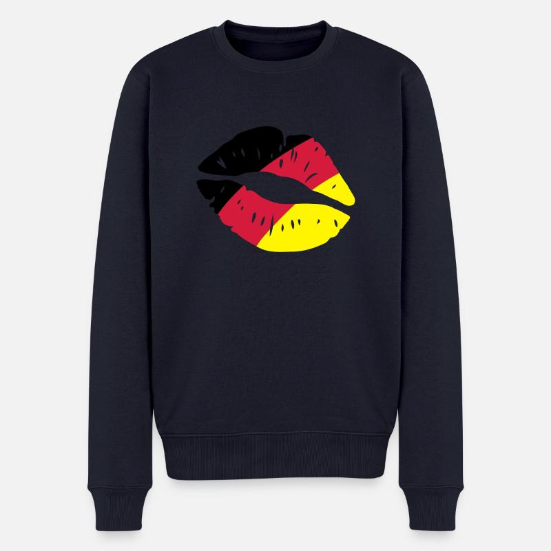 germany kiss lips - Männer Premium Bio Pullover - Navy