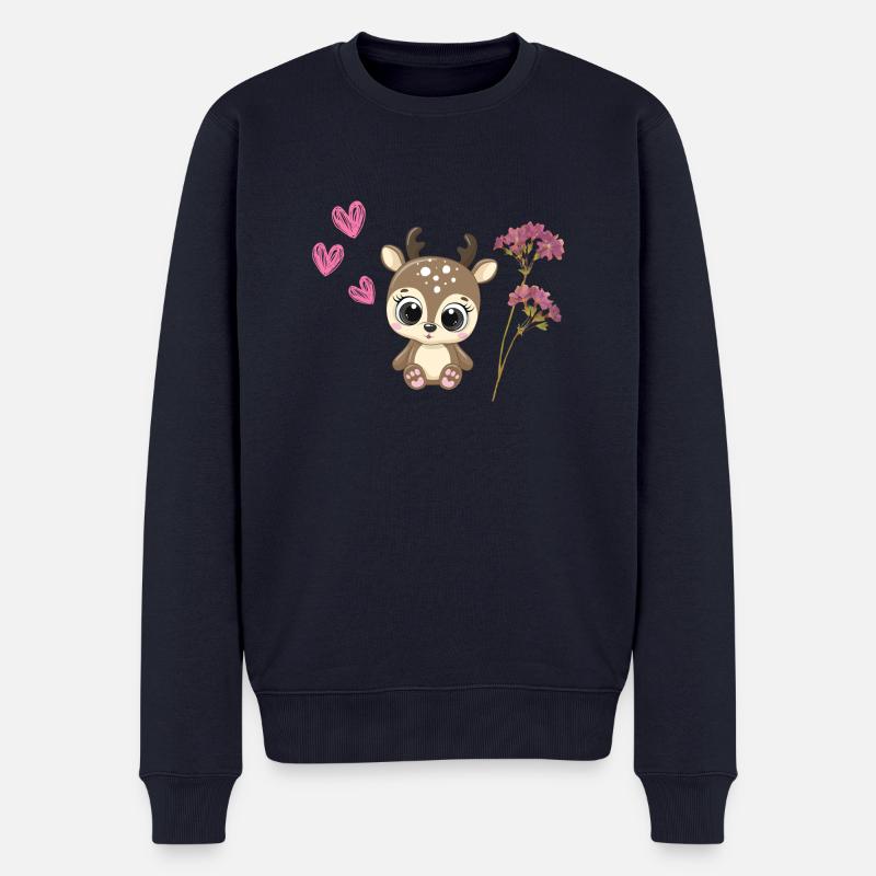 Reh - Männer Premium Bio Pullover - Navy
