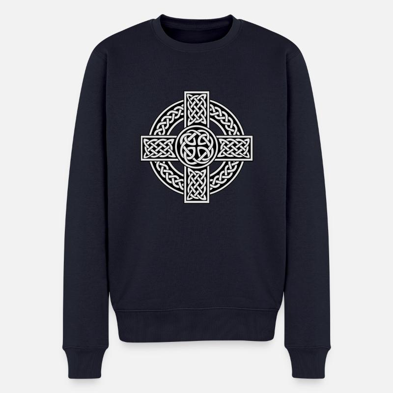 Celtic cross - Männer Premium Bio Pullover - Navy