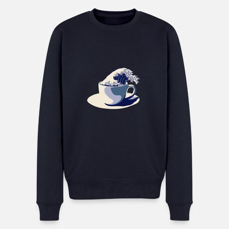 Coffee Wave - Männer Premium Bio Pullover - Navy