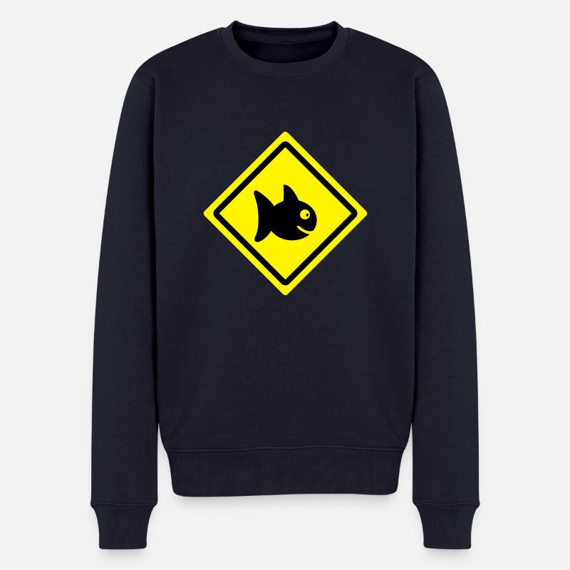 fish roadsign - Männer Premium Bio Pullover - Navy