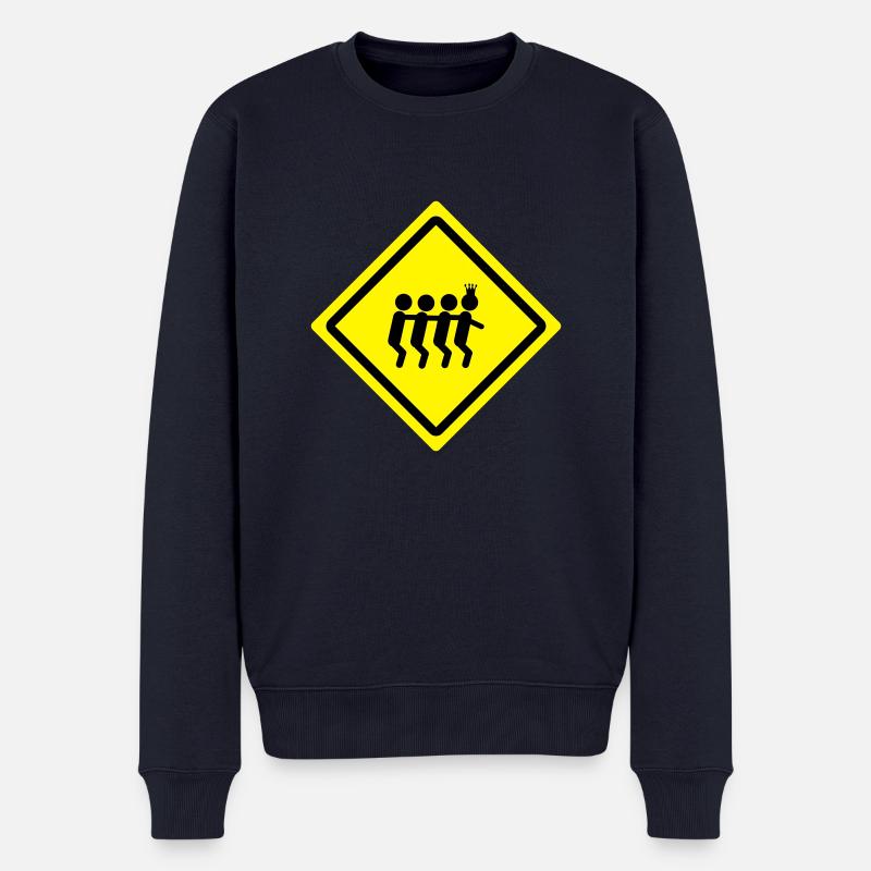 party train roadsign - Männer Premium Bio Pullover - Navy