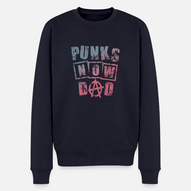 T-Shirt Männer : Punks Now Dad - Männer Premium Bio Pullover - Navy