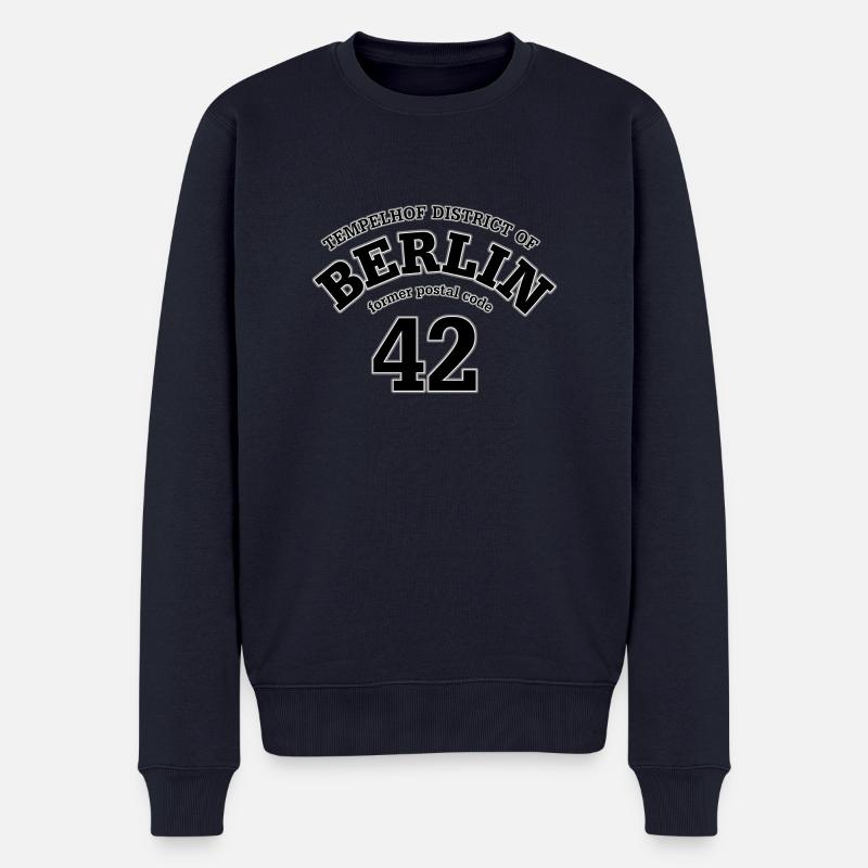 Berlin 42 impression noire - Pull Premium bio Homme - bleu marine