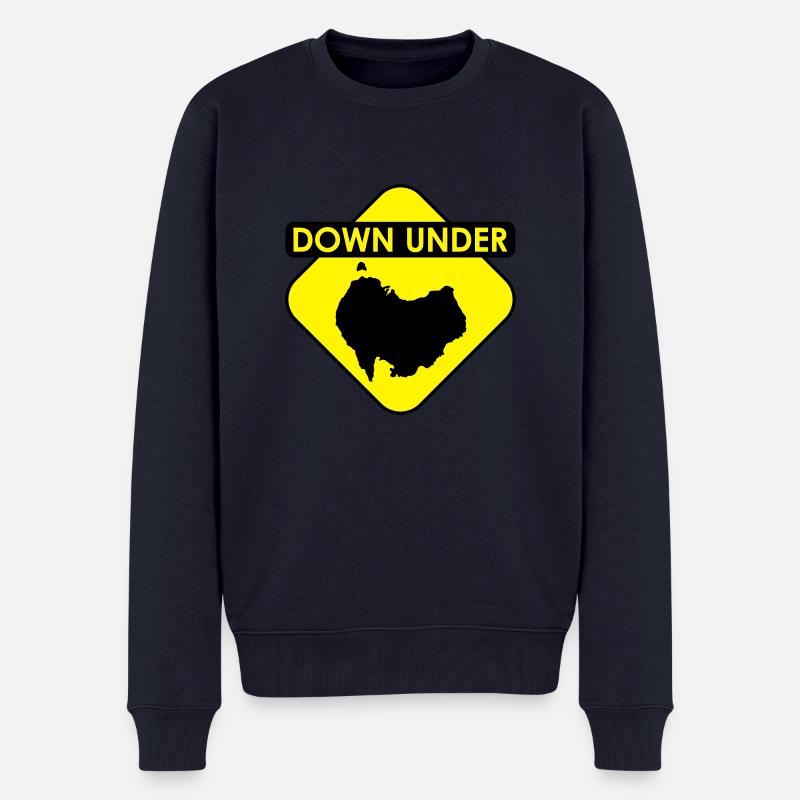 Australia Down Under Sign upside down - Männer Premium Bio Pullover - Navy