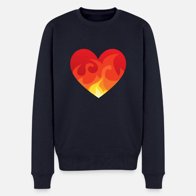 Heart with fire de - Männer Premium Bio Pullover - Navy