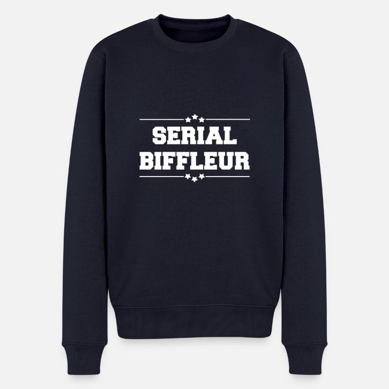 SERIEN BIFFLEUR WHITE - Männer Premium Bio Pullover - Navy