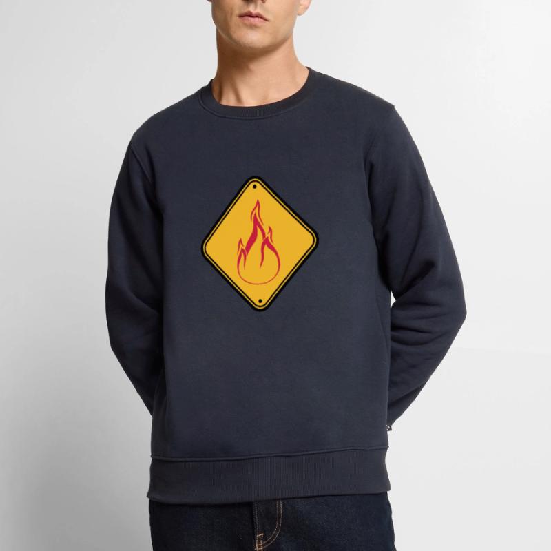 Shield note warning caution caution danger feu Men's Premium Organic Jumper