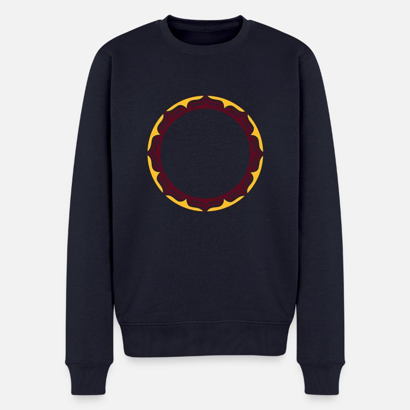 Lotus, Blume, Rahmen, Vorlage, Dein Text, Kreis, - Männer Premium Bio Pullover - Navy
