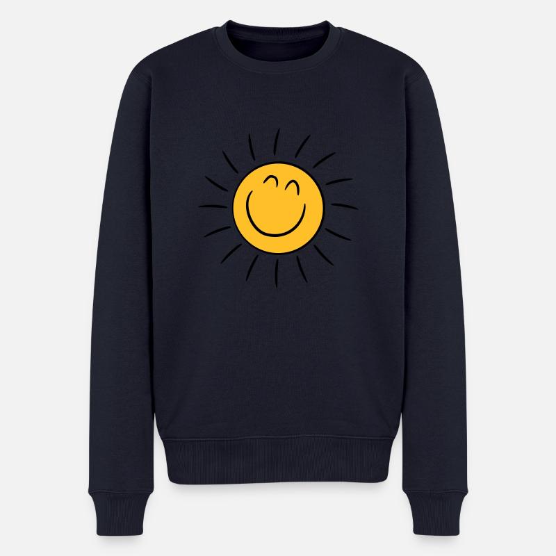 Soleil heureux souriant - Pull Premium bio Homme - bleu marine