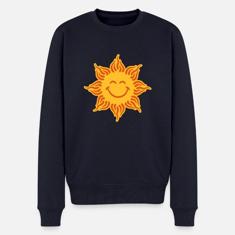 Lachende Sonne Lustig Gesicht - Männer Premium Bio Pullover - Navy