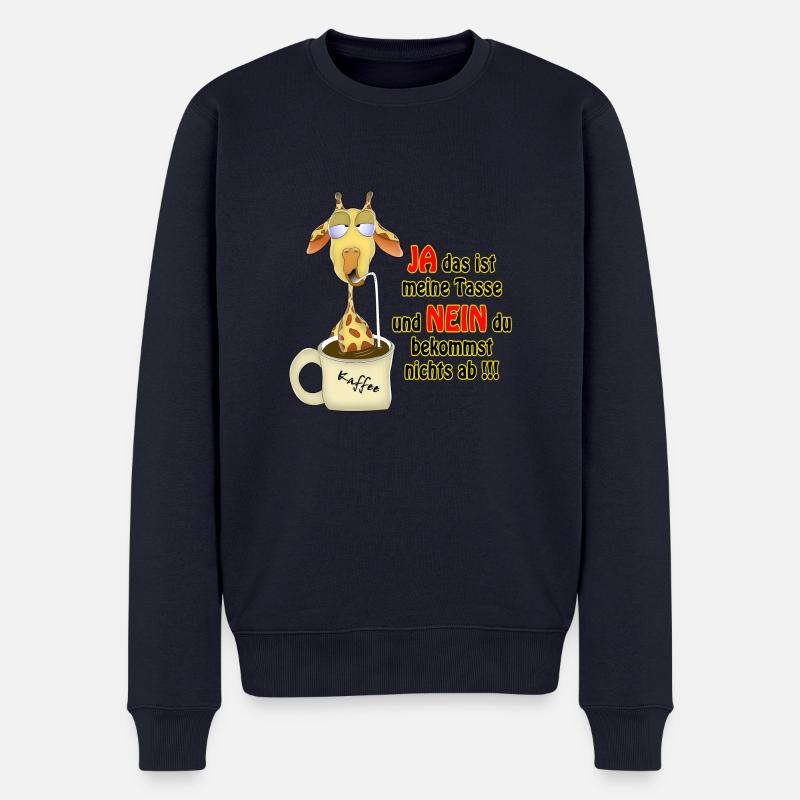 Giraffe im Kaffee - Männer Premium Bio Pullover - Navy