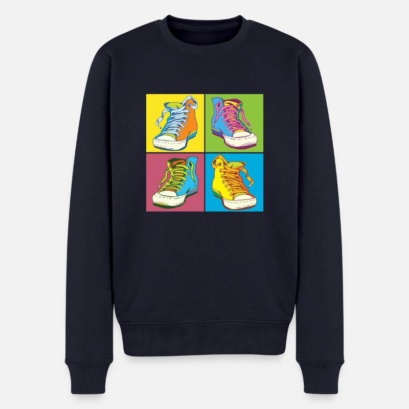 Andy Warhol Pop-Art Schuhe - Männer Premium Bio Pullover - Navy