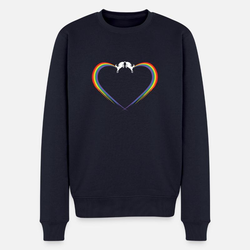 licorne arc en ciel - Pull Premium bio Homme - bleu marine