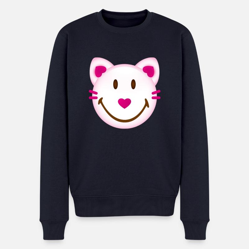 Smiley Cat - Männer Premium Bio Pullover - Navy