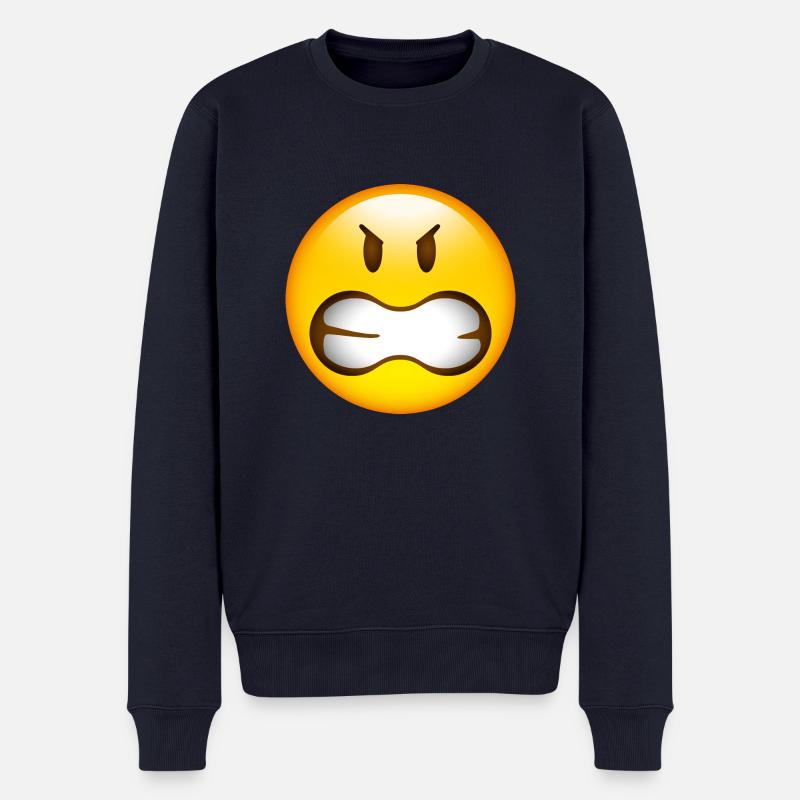 Smiley Glossy Anger - Männer Premium Bio Pullover - Navy