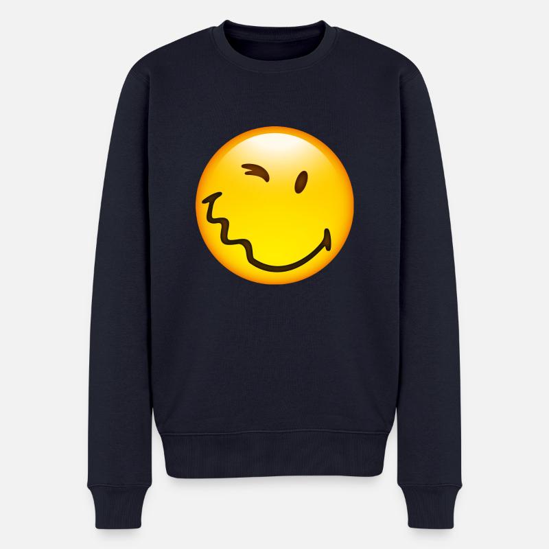 Smiley Glossy Happy - Männer Premium Bio Pullover - Navy