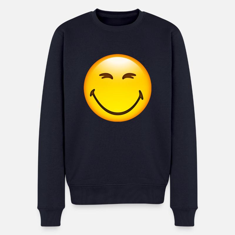 Smiley Happy - Männer Premium Bio Pullover - Navy