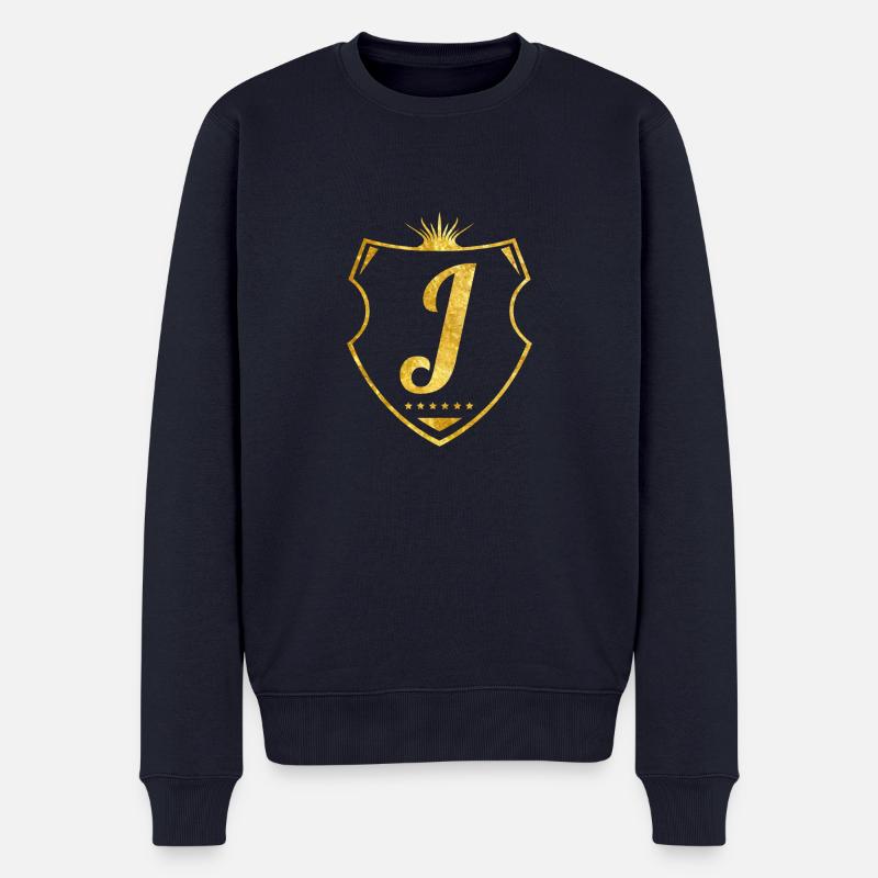J buchstabe gold - Männer Premium Bio Pullover - Navy