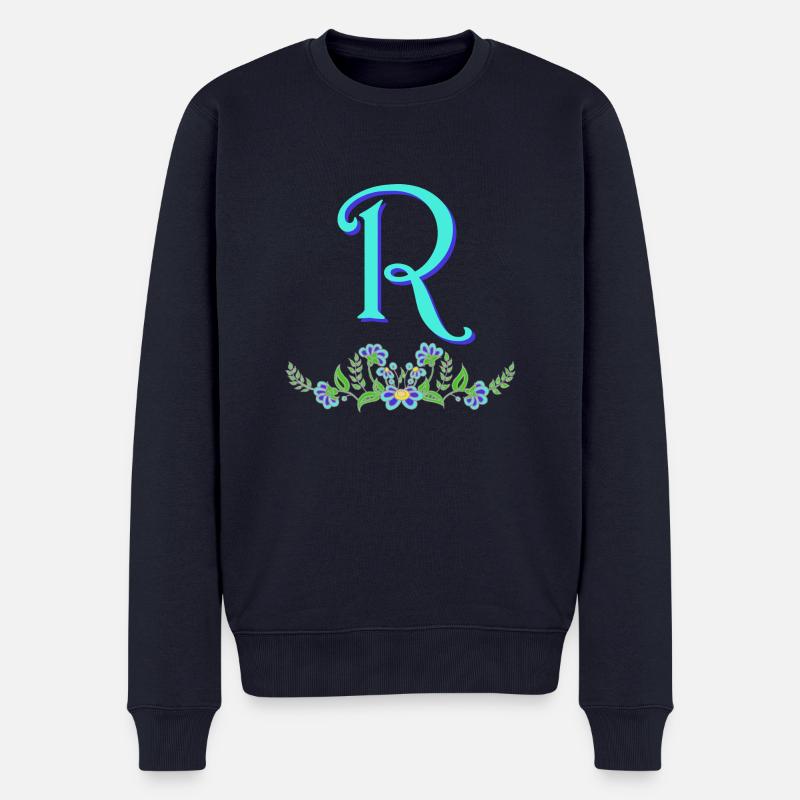 blume blau r - Männer Premium Bio Pullover - Navy