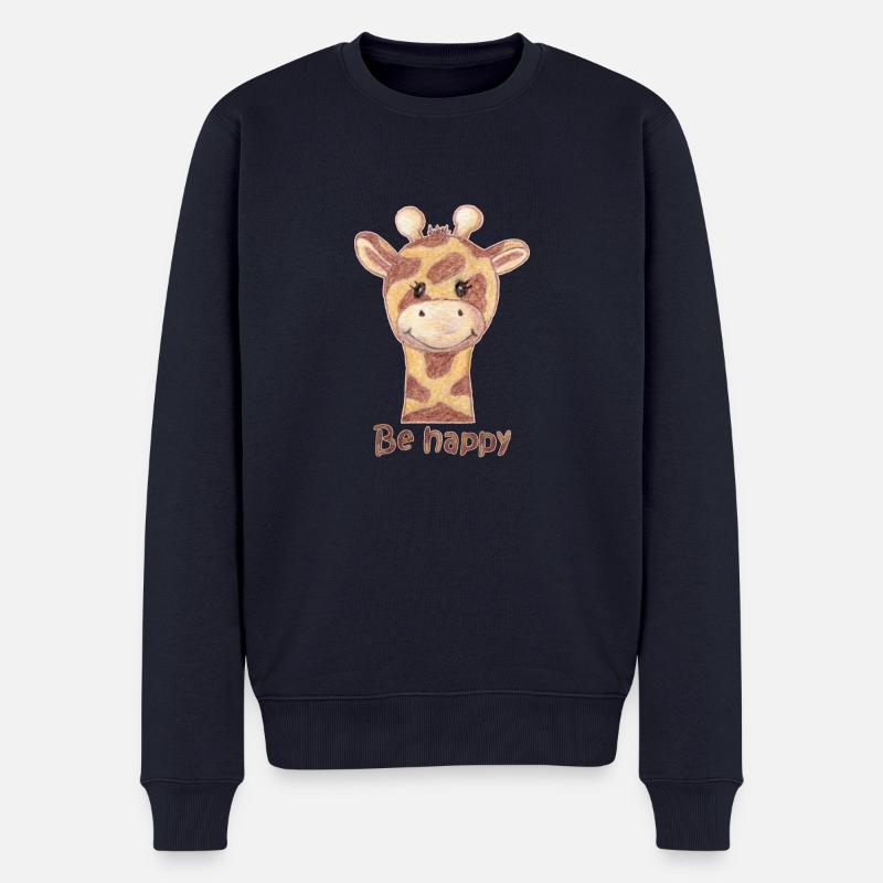 Giraffe be happy - Männer Premium Bio Pullover - Navy