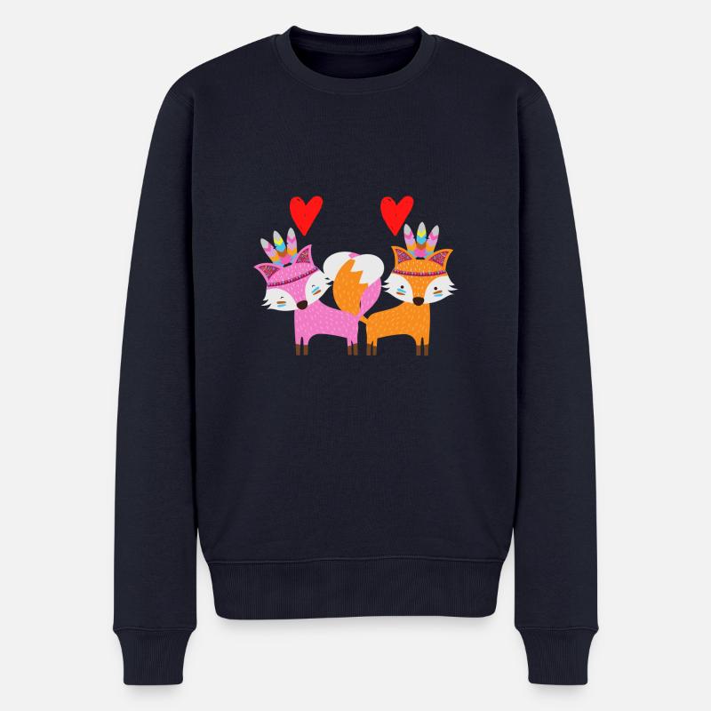 Fuchs Liebe, Paar, Beziehung - Männer Premium Bio Pullover - Navy