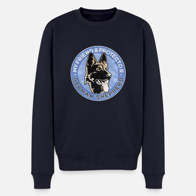 Deutscher Schäferhund, Freund - Männer Premium Bio Pullover - Navy