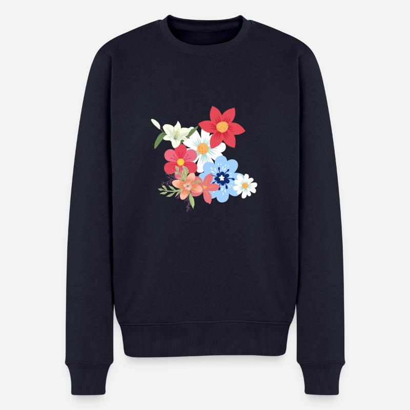Blumenstrauß - Männer Premium Bio Pullover - Navy