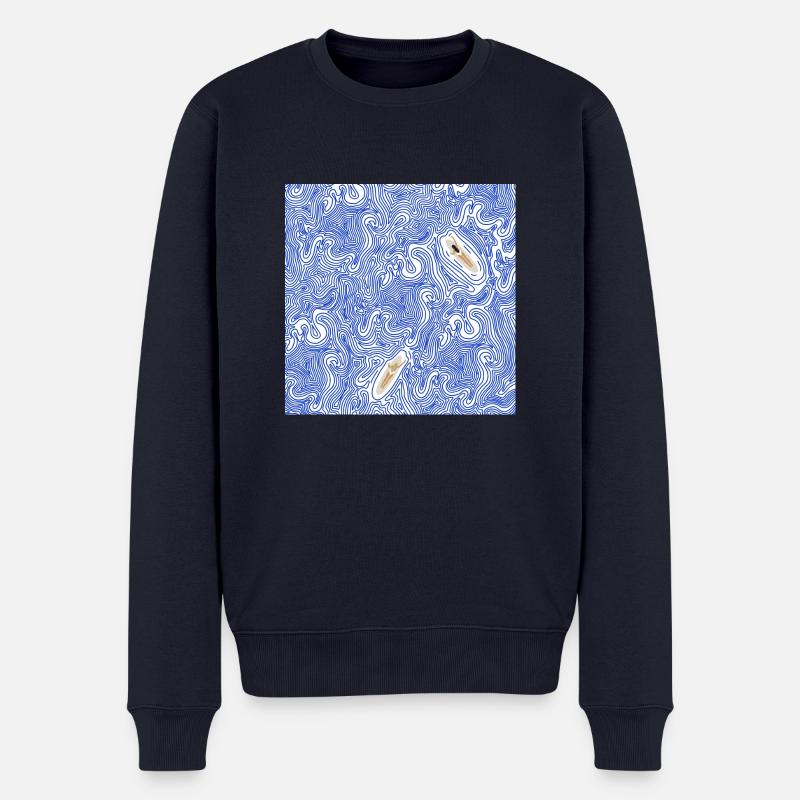 Wellen von oben - Männer Premium Bio Pullover - Navy