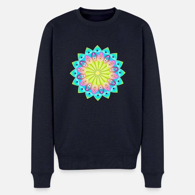 Buntes Mandala - Männer Premium Bio Pullover - Navy