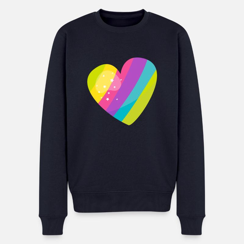 Herz - Männer Premium Bio Pullover - Navy