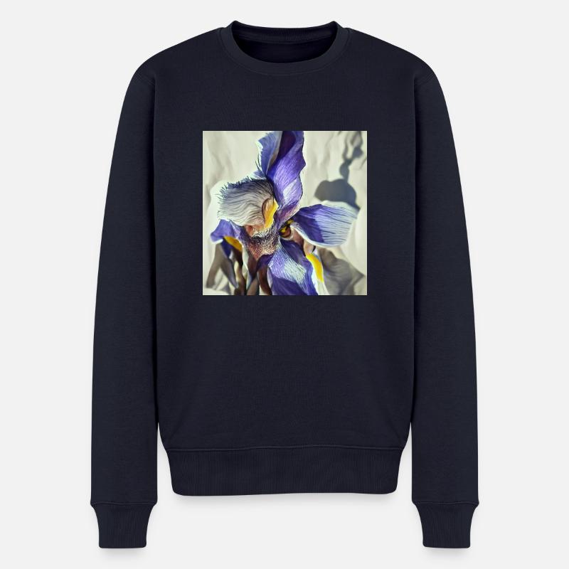 Lila Irisblume in voller Blüte - Männer Premium Bio Pullover - Navy