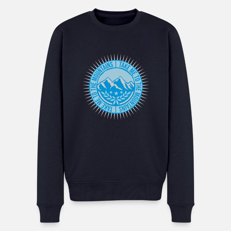 To the mountains Zitat - Männer Premium Bio Pullover - Navy