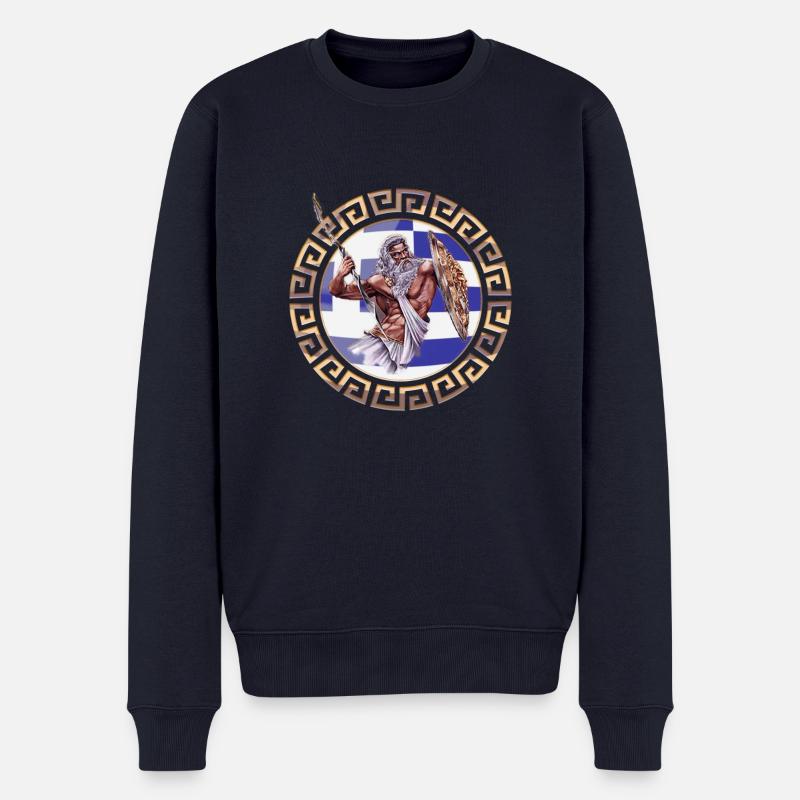 Drapeau grec ornement Zeus - Pull Premium bio Homme - bleu marine