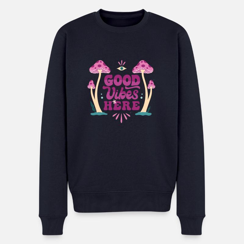Godd vibes champi - Pull Premium bio Homme - bleu marine